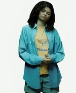 Zendaya TV Series Euphoria S03 Rue Bennett Blue Shirt 