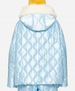 2026 Album Drake Iceman Music Video Shooting Light Blue Quilted Hooded Jacket