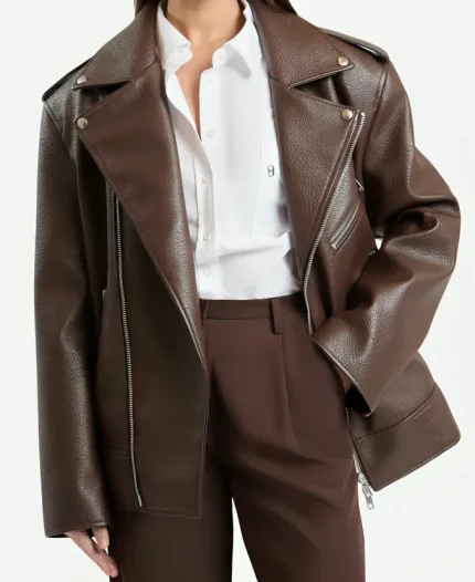2026 Cannes Film Festival Heidi Klum Leather Jacket - Brown