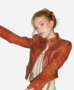 2026 Daredevil Born Again Premiere Night NYC Jayden Bartels Brown Leather Jacket