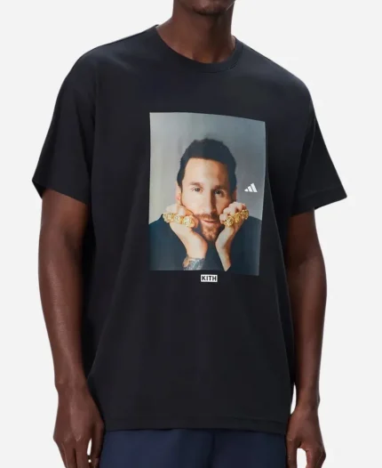 2026 Leo Messi x Kith x Adidas Football Black Graphic T-Shirt