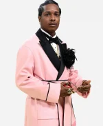 2026 Met Gala A$AP Rocky Pink Wool Trench Coat