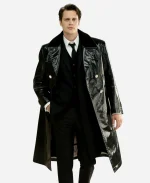 2026 Met Gala Bill Skarsgård Black Leather Coat