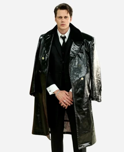 2026 Met Gala Bill Skarsgård Leather Coat