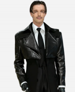 2026 Met Gala Patrick Schwarzenegger Black Leather Cropped Jacket