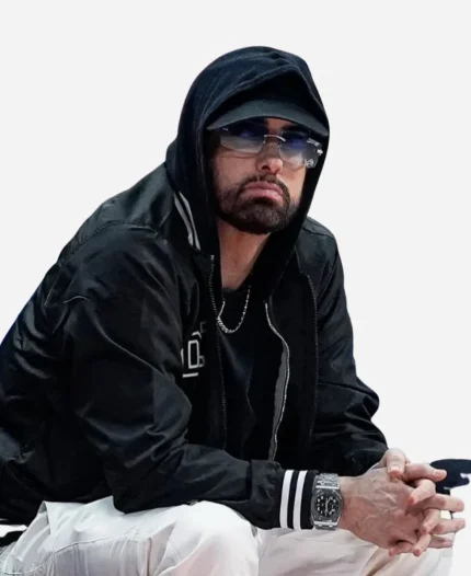 2026 NBA Playoffs Game 5 Eminem Detroit Black Varsity Bomber Jacket