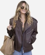 79th Cannes Festival Heidi Klum Brown Leather Jacket