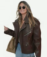 79th Cannes Film Festival 2026 Heidi Klum Brown Leather Jacket