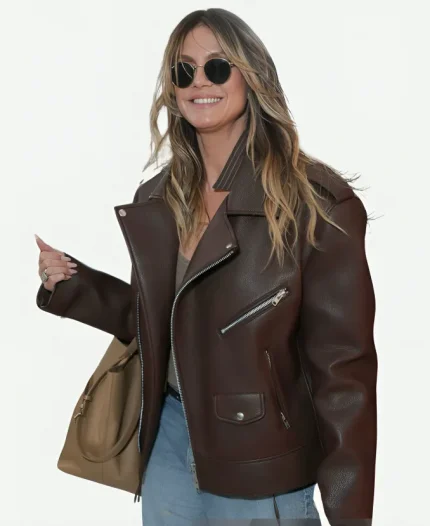 79th Cannes Film Festival 2026 Heidi Klum Brown Leather Jacket