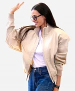 79th Cannes Film Festival Demi Moore Beige Bomber Jacket