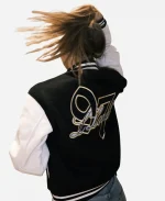 97 lloud Varsity Graphic Varsity Jacket - Black & White