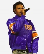 A Boogie Wit da Hoodie 2026 NBA Playoffs Purple Satin Jacket For Sale