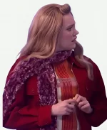 Aimee Lou Wood Saturday Night Live UK 2026 Red Suede Leather Jacket