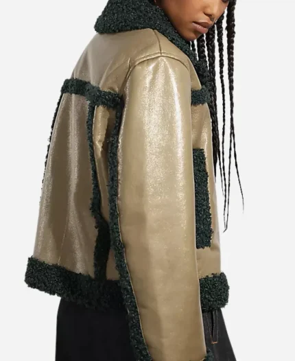 Allie Hayes Tv Series Off Campus S01 Mika Abdalla Sherpa Cropped Aviator Jacket