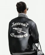 Anne Hathaway NYC 2026 Arsenal Gunners Black Varsity Jacket