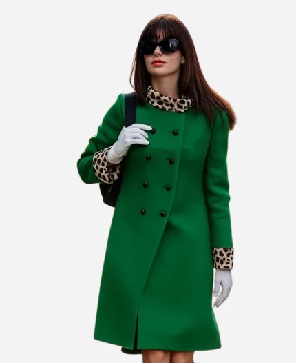 Anne Hathaway The Devil Wears Prada 2 Press Tour Green Coat