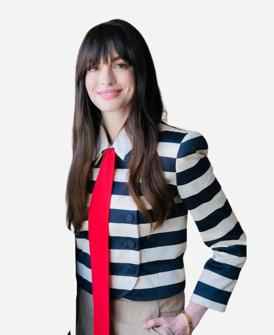 Anne Hathaway The Devil Wears Prada 2 Press Tour Striped Jacket Anne Hathaway The Devil Wears Prada 2 Press Tour Striped Jacket