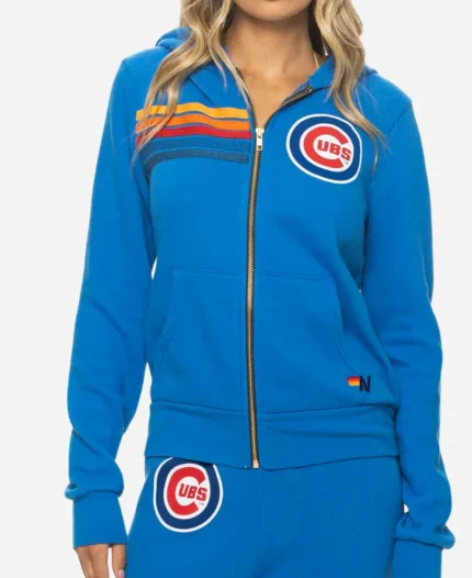Unisex Aviator Nation x MLB 2026 Chicago Cubs Blue Full-Zip Hoodie