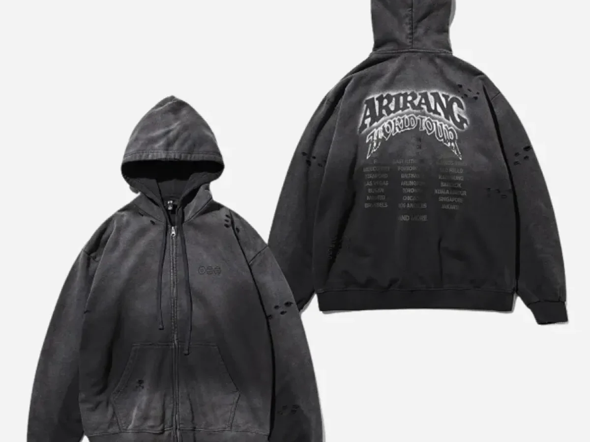 BTS Arirang World Tour Zip Up Hoodie - Charcoal