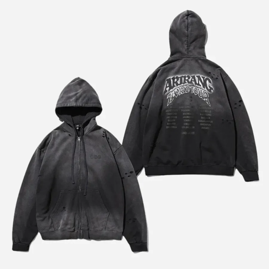 BTS Arirang World Tour Zip Up Hoodie - Charcoal