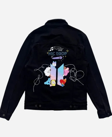 2026 BTS Mic Drop BT21 character BlackDenim Jacket