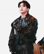 BTS World Tour Stanford Jungkook Black Biker Jacket