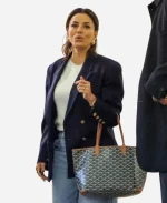 Beverly Hills 2026 Eva Longoria Navy Blue Oversized Double-Breasted Blazer