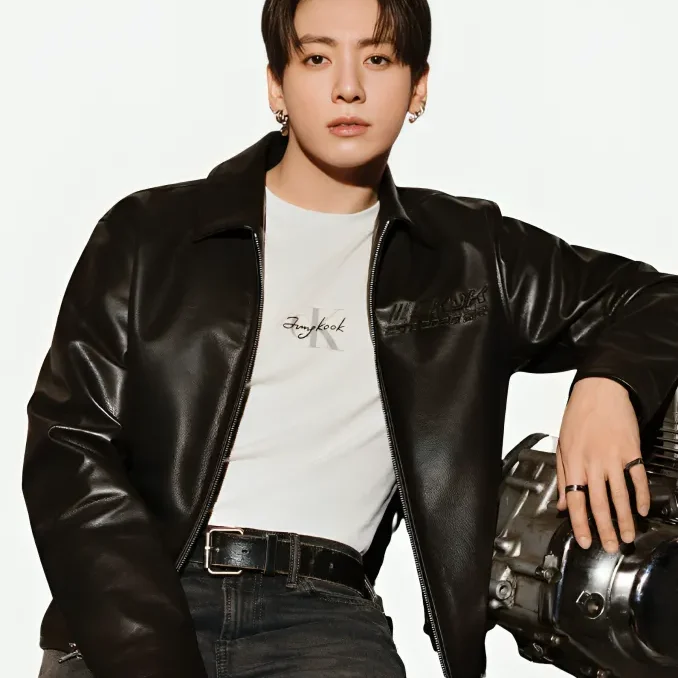 Jung Kook for Calvin Klein Leather Racer Jacket | 2026 CKJK