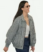 Caitlin Clark Checked Chambray Blouson Jacket