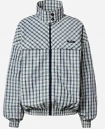 Caitlin Clark Checked Chambray Blouson Jacket By Prada