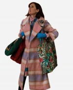 Carrie Preston Elsbeth S03 Pink Plaid Long Coat