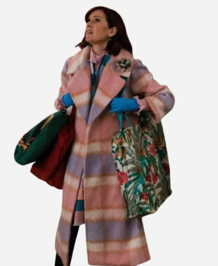 Carrie Preston Elsbeth S03 Pink Plaid Long Coat