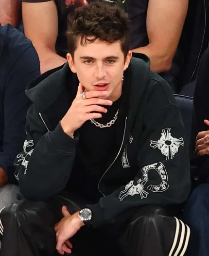 Timothee Chalamet 2026 Chrome Hearts Black Zip Up Hoodie