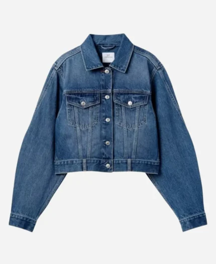 Connor Storrie 2026 SNL Gap x Victoria Beckham Blue Crop Denim Jacket