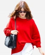 Daisy Edgar-Jones NYC 2026 Red Sweatshirt