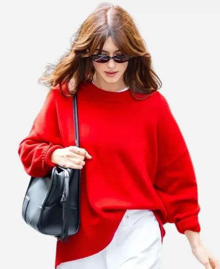 Daisy Edgar-Jones NYC 2026 Red Sweatshirt
