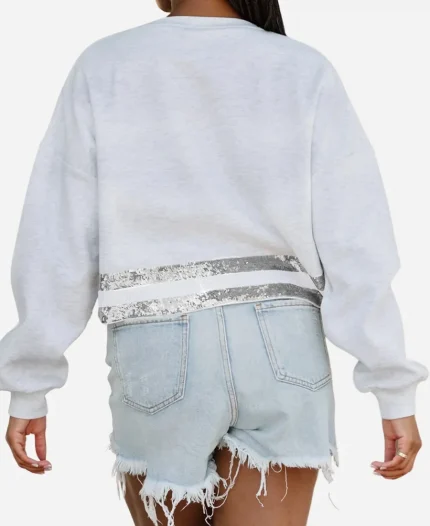 Dallas Cowboys Pass The Shine Long Sleeves Metallic-Stripe Sweatshirt