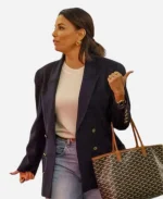Eva Longoria 2026 Beverly Hills Navy Blue Oversized Double-Breasted Blazer
