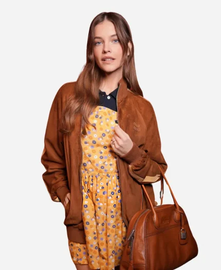FW26 Barbara Palvin Brown Suede Jacket