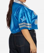Fashion Nova NFL Detroit Lions Blue Short Sleeves Cropped Shirt