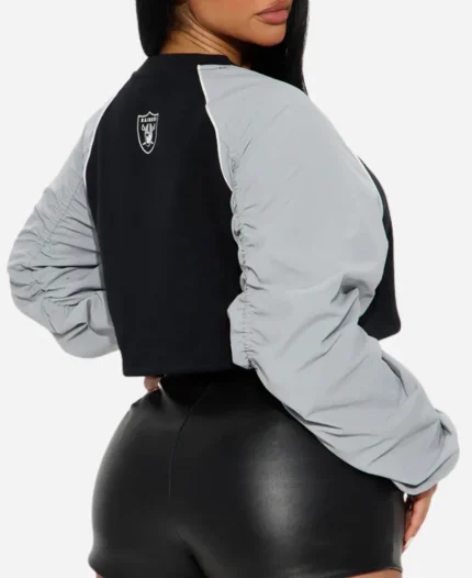 Fashion Nova NFL Las Vegas Raiders Black & Grey Full Sleeves Crewneck Sweatshirt