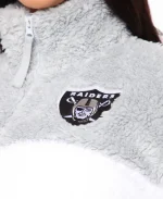Fashion Nova NFL Las Vegas Raiders Patch Logo Grey & Black Sherpa Jacket
