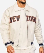 Fat Joe 2026 New York Knicks vs Atlanta Hawks Cream Jacket