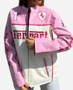 Ferrari F1 Pink Leather Jacket