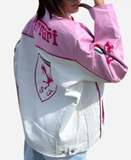 Ferrari Racing Pink Leather Jacket