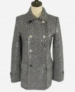 Leighton Meester Gossip Girl S05 Silver Pea Coat