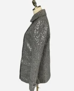 Gossip Girl S05 Leighton Meester Silver Pea Coat