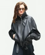 Grace Gummer 2026 ABC Studio NYC Leather Jacket - Black