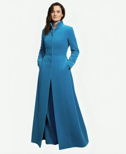 Grace Gummer Love Story FYC Event NYC 2026 Caroline KennedyBlue Long Coat