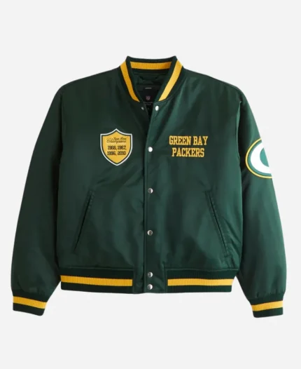 Green Bay Packers Satin Varsity Bomber Jacket